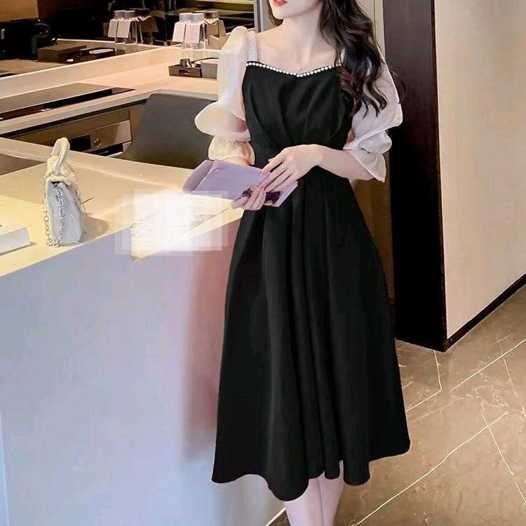 ilook | Dress Glize Scuba |  Dress Midi Korean Style | Boat Neck Casual
