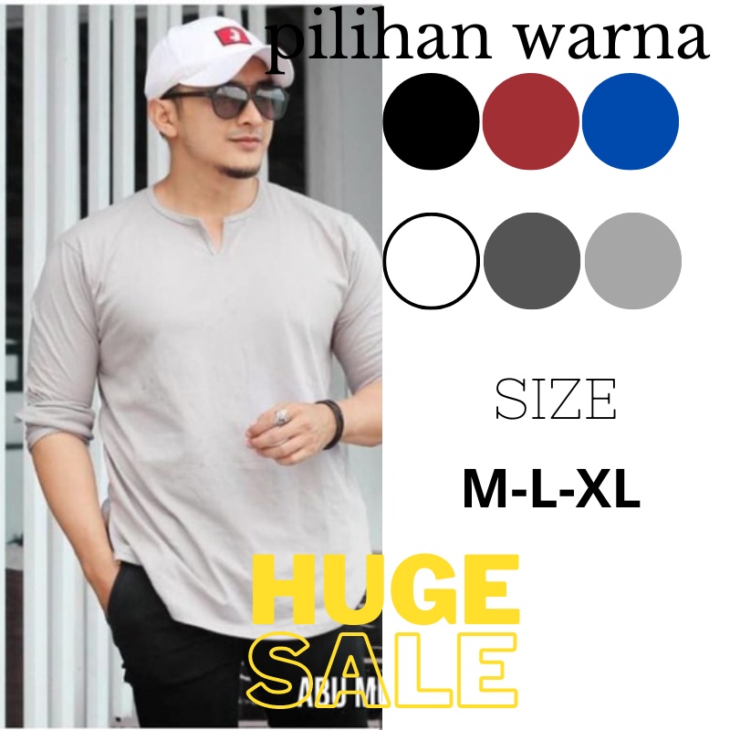 Kaos kurta pria lengan panjang/ kaos kurta Pakistan / kaos panjang / kaos gamis / kurta gamis / Kurt