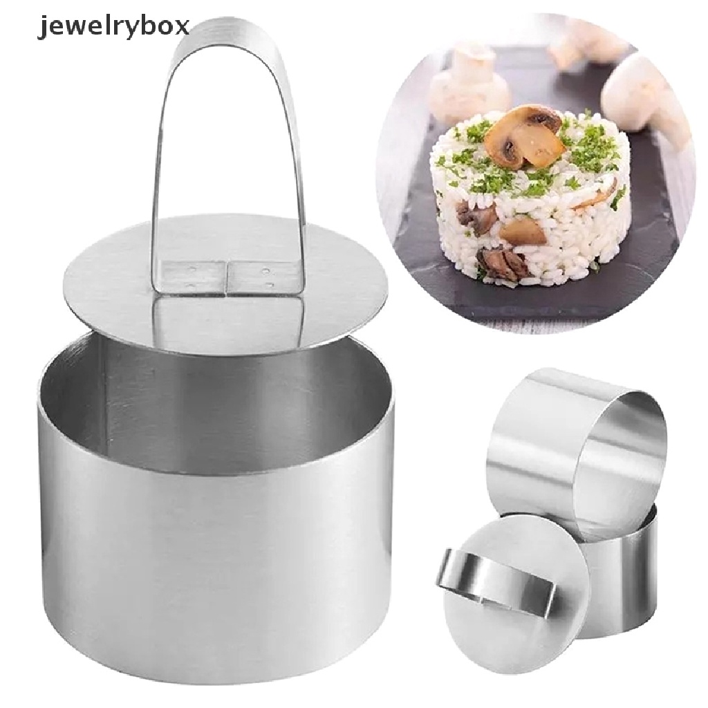 [jewelrybox] 1pc Cetakan Kue Cincin Mousse Stainless Steel Dengan Piring Dorong DIY Kue Baking Tools Butik