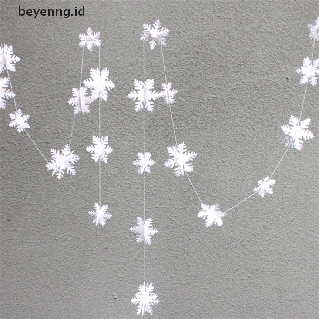 Beyen 3m White Paper Material 3D Snowflake Pendant Garland Christmas Decoration ID