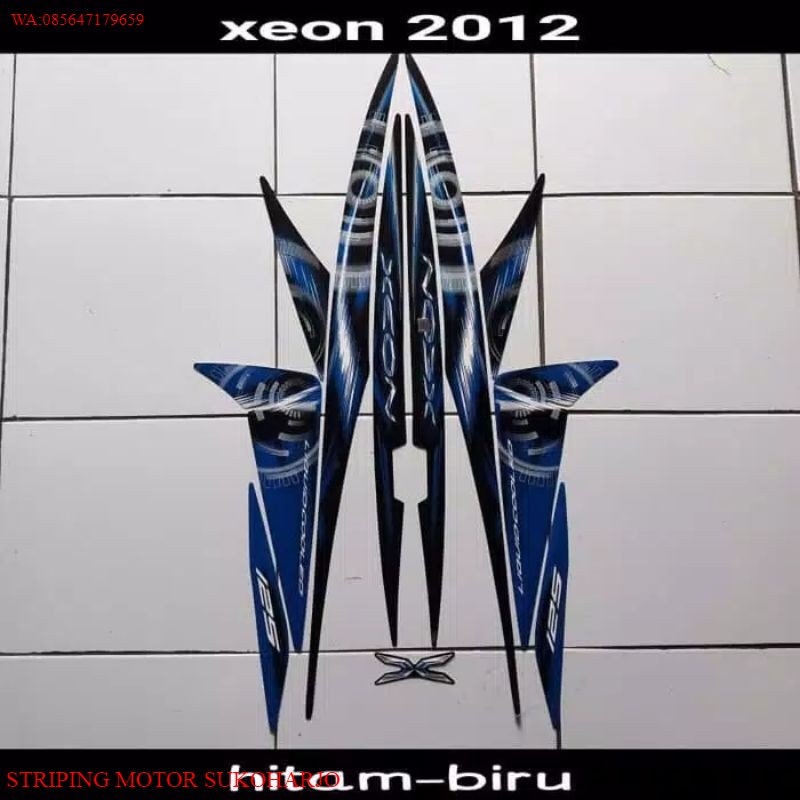 (ORI) striping sticker lis body yamaha xeon karbu lama 125 thn 2011 2012 hitam biru KUALITAS ORIGINA