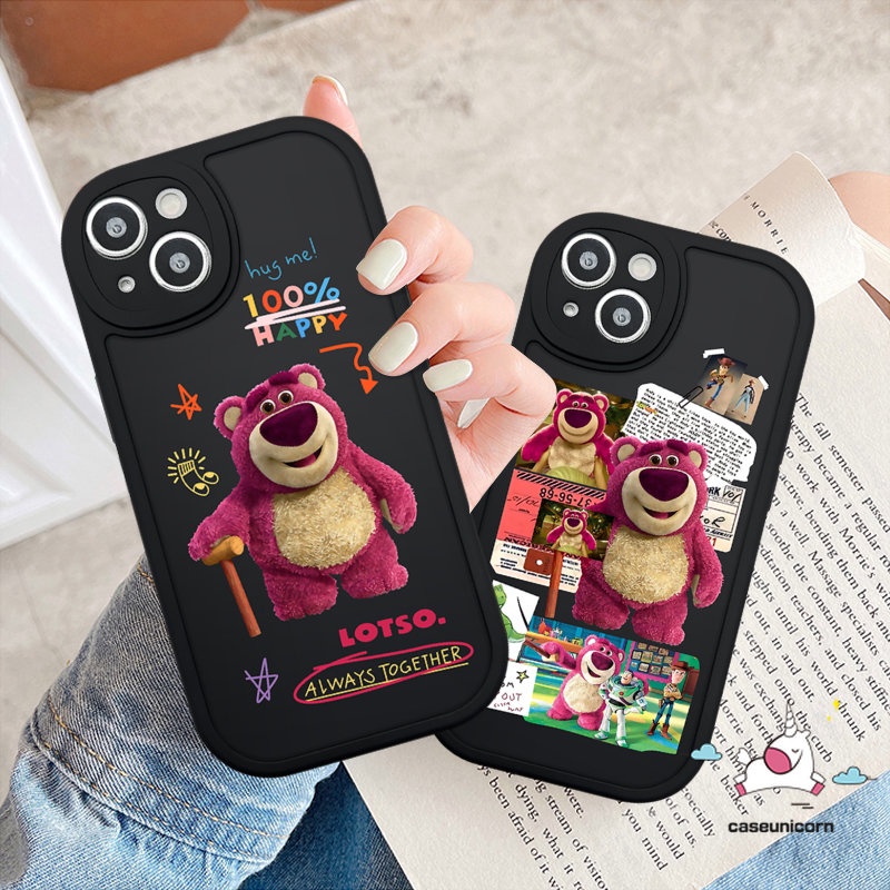 IPHONE Casing Ponsel Manyo Kartun Yang Indah Kompatibel Untuk Iphone11 7plus12 14 13 Pro MAX XR 78 6 6s 14 Plus X XS MAX SE 2020 Cute Strawberry Bear Tpu Silikon Lembut Pelindung Lensa Penutup Belakang