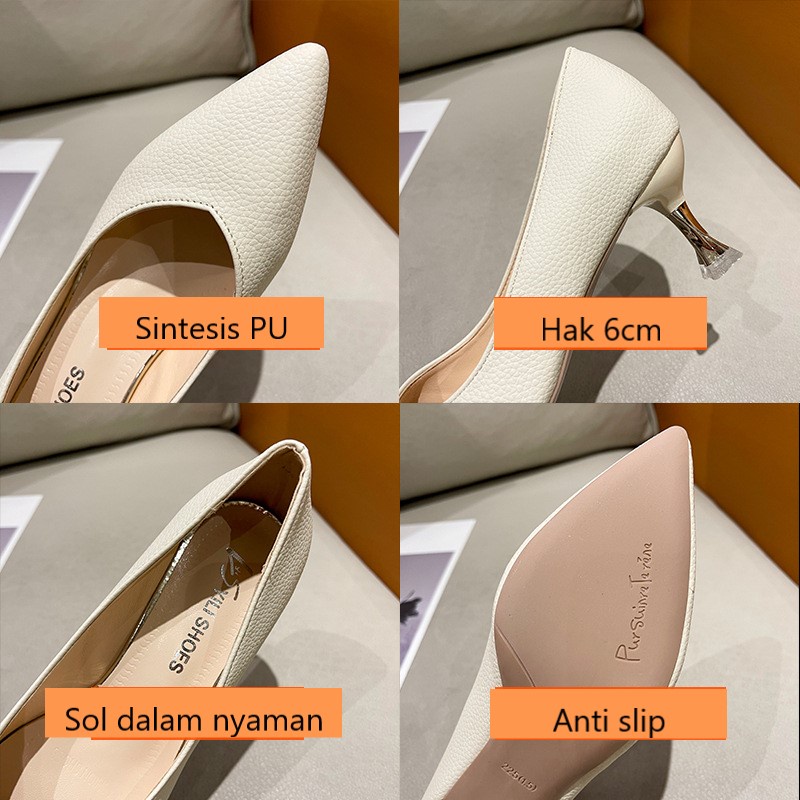 FD Sepatu Hak Wanita High Heels Import 6cm Hils Kerja Kasual kondangan HI-036