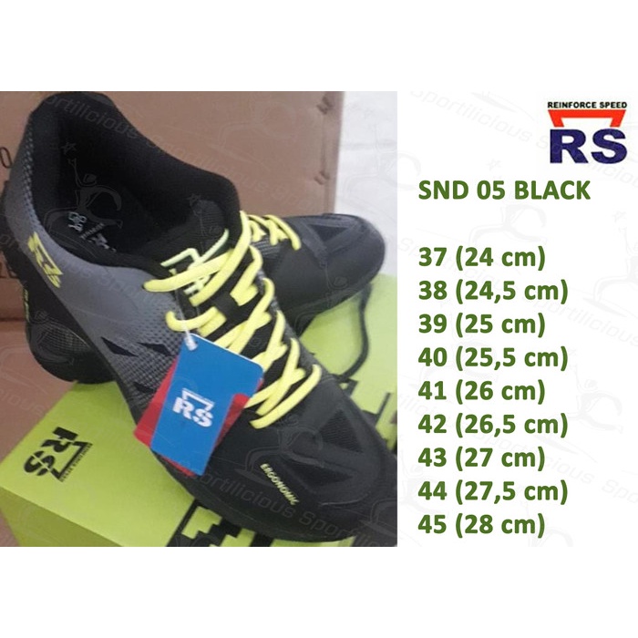 {MentariStore} Sepatu Bulutangkis RS SND 05 Black Olahraga Badminton Original - 40 Murah