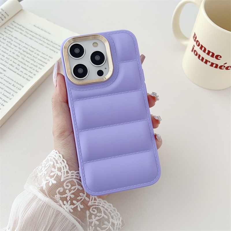IPHONE Metal Down Jaket Bantal Angin Shock Resistan Phone Case Iphone11 12 13 14 Pro Max X Xs Max Xr 7 8 Plus SE 2020 Case Cover
