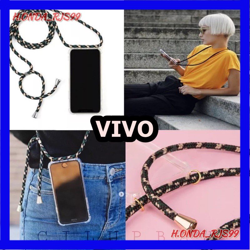 Soft Case Vivo Y69 V11 V15 V17 V20 Pro - Lanyard Case - Tali Sling - Anti Crack