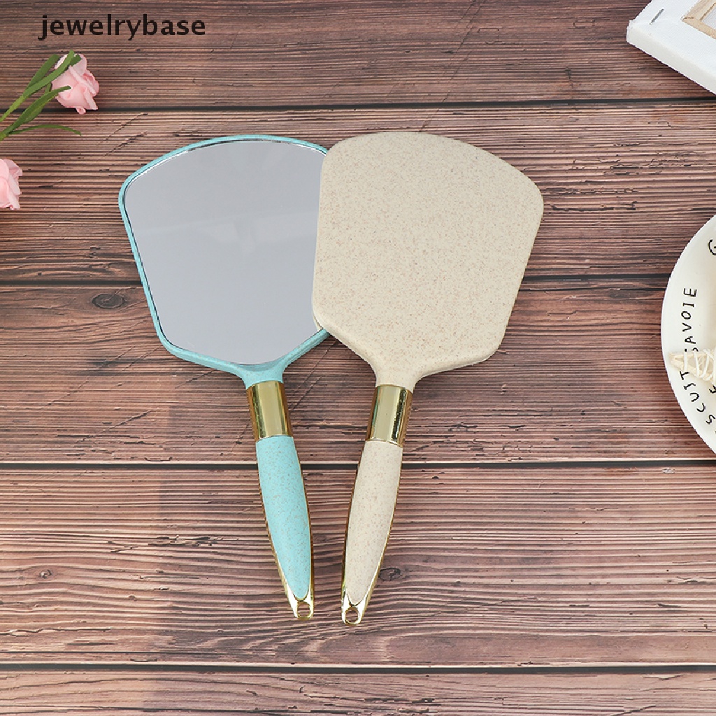 [jewelrybase] Cermin Tangan Vintage Plastik Makeup Vanity Mirror Persegi Panjang Hold Kosmetik Mirror Butik