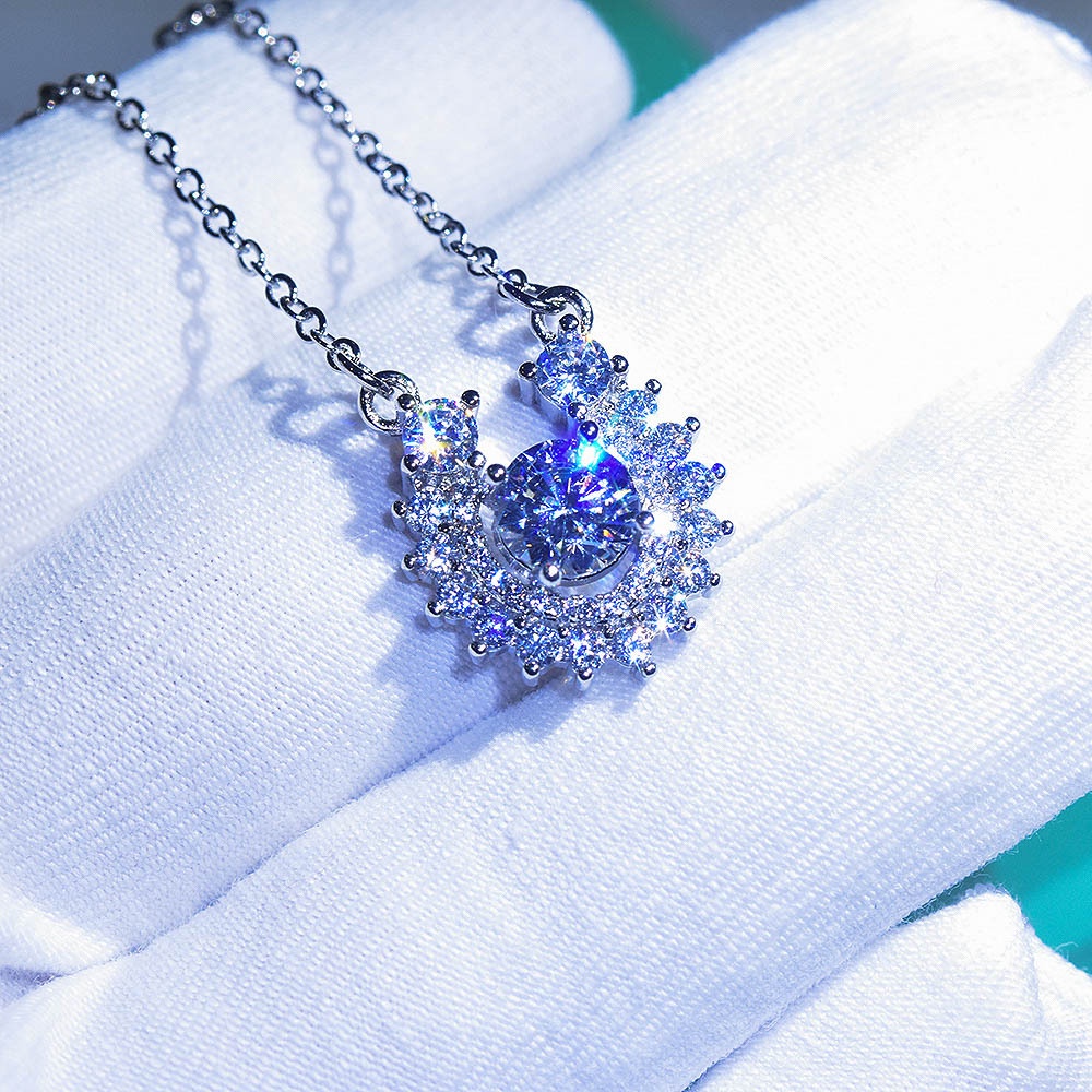 Goldkingdom Fashion Perhiasan Aksesoris Ready Stock Baru 2karat Imitasi Moussaint Berlian Kalung Tapal Kuda Dan Delapan Panah Microset Zirkon Liontin Berlapis