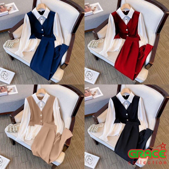 SET 2IN1 PAKAIAN KANTOR WANITA KOMI | SETELAN KERJA WANITA | SETELAN CELANA WANITA MT08