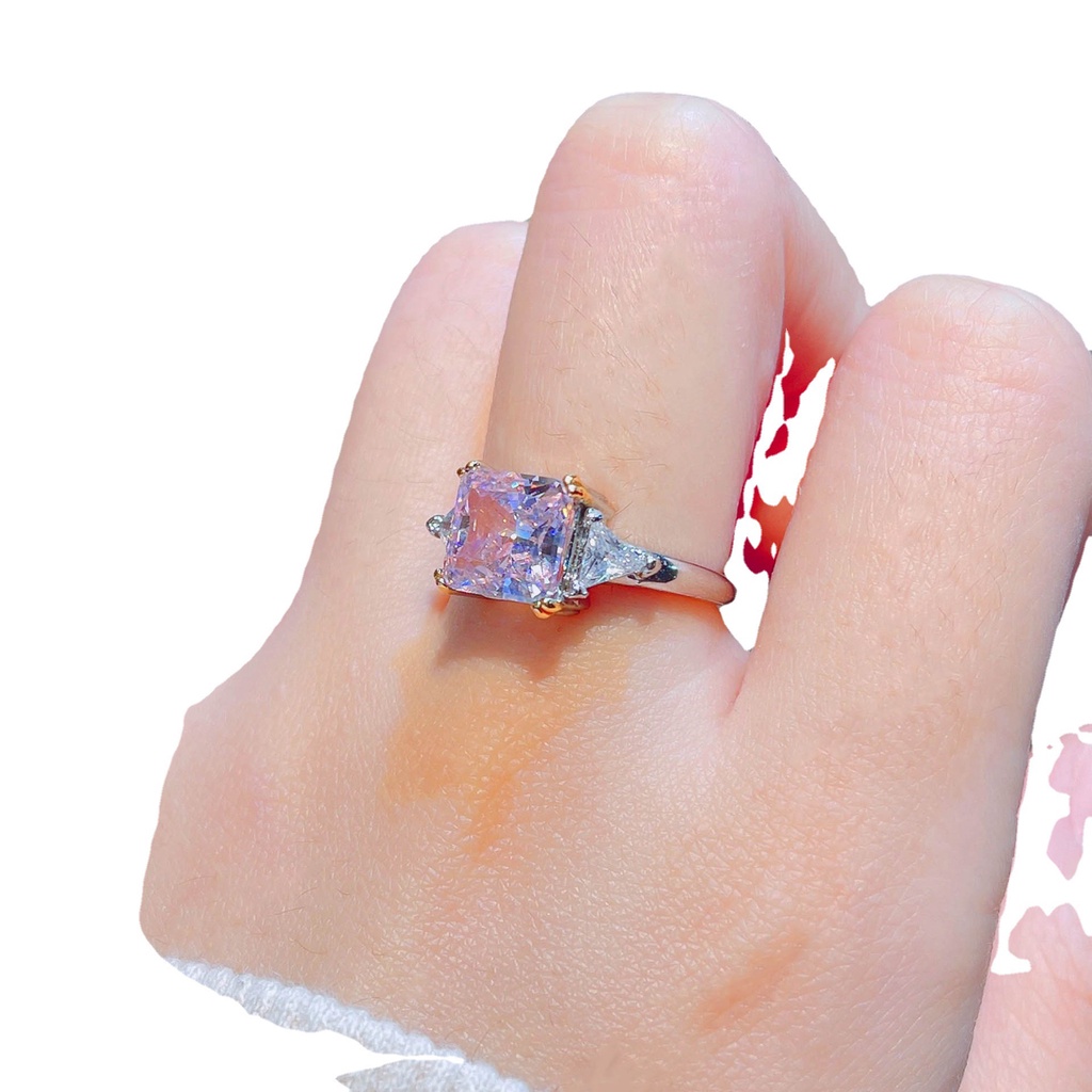 Goldkingdom Aksesoris Perhiasan Fashion Ready Stock Pink Berlian Merah Dean Cutter Cincin Es Potong Bor