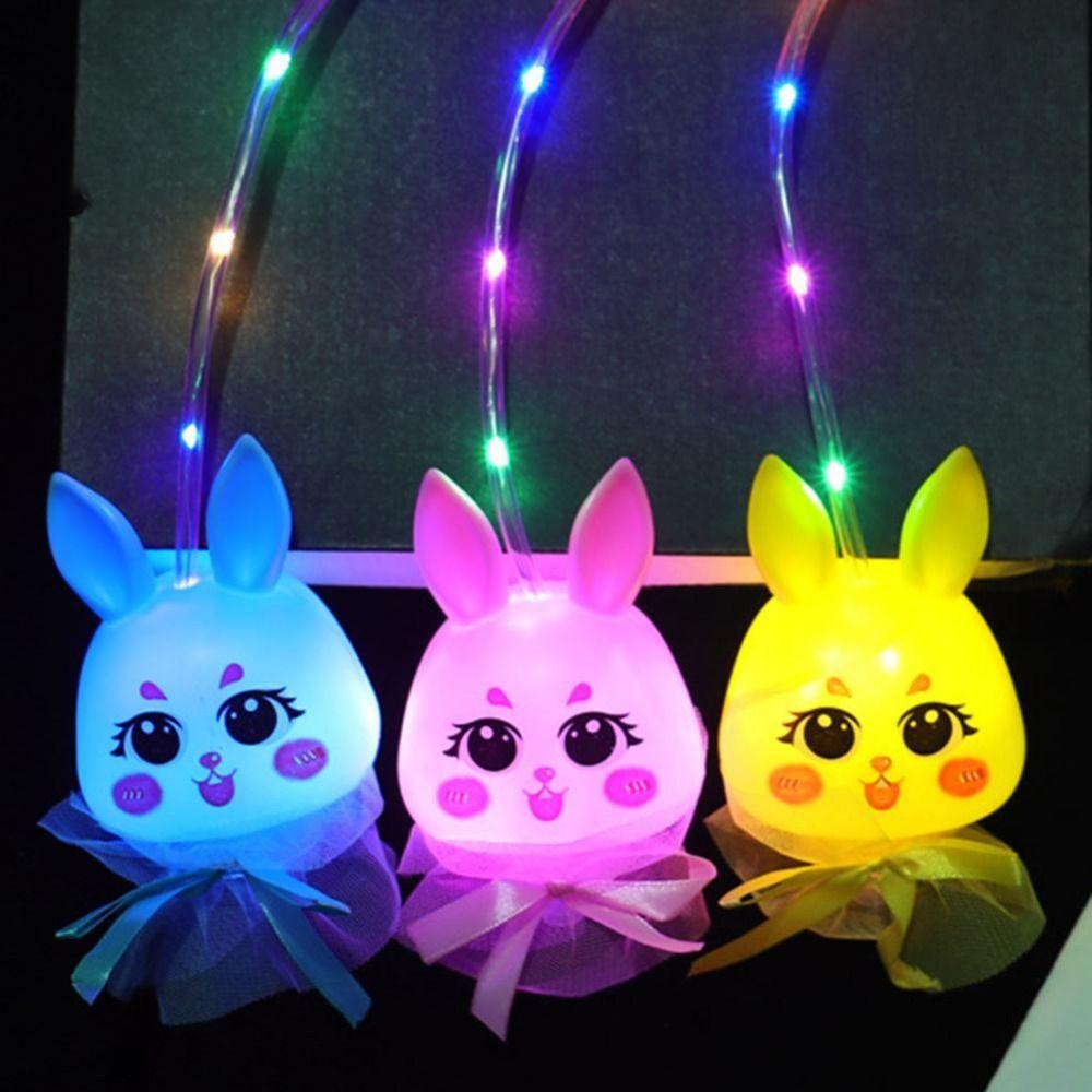 Lanfy Luminous Lantern Mainan Anak Mainan Mode Klasik Hiburan Hadiah Dekorasi Rumah Alat Hiburan Lentera Portabel Warna-Warni Flash Mainan Luminous Rabbit Lantern