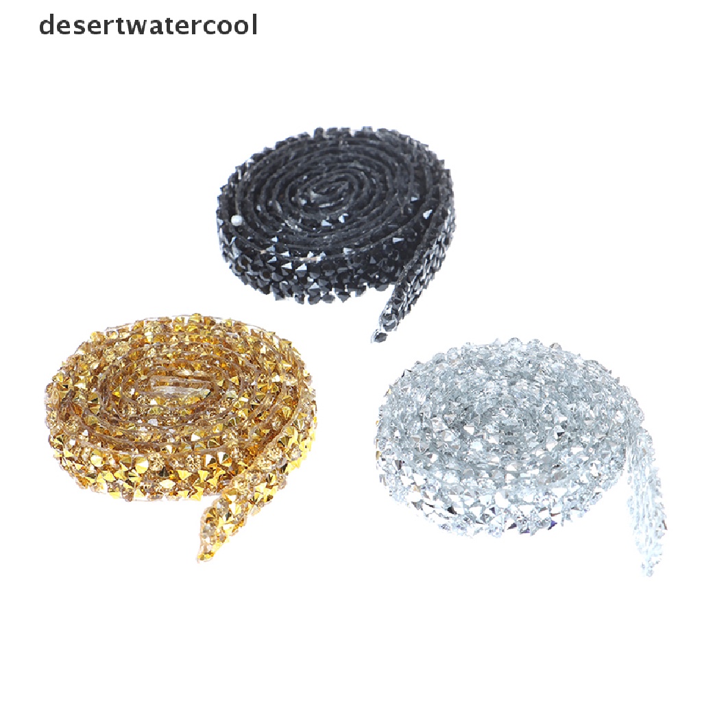 Deid 1yard Hiasan Jahit Motif Kristal Fix Rhinestone Tape Pita Dengan Rhinestones Martijn