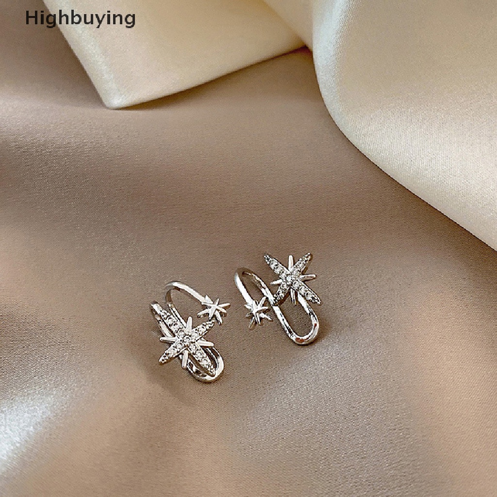 Hbid Anting Manset Telinga Bintang Berujung Delapan Warna Silver Elegan Untuk Wanita Pesta Kehidupan Sehari-Hari Perhiasan Hadiah Natal Glory