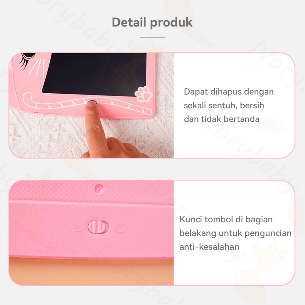 Ivorybaby lcd Writing drawing tablet karakter Papan tulis anak gambar Drawing pad cat bear