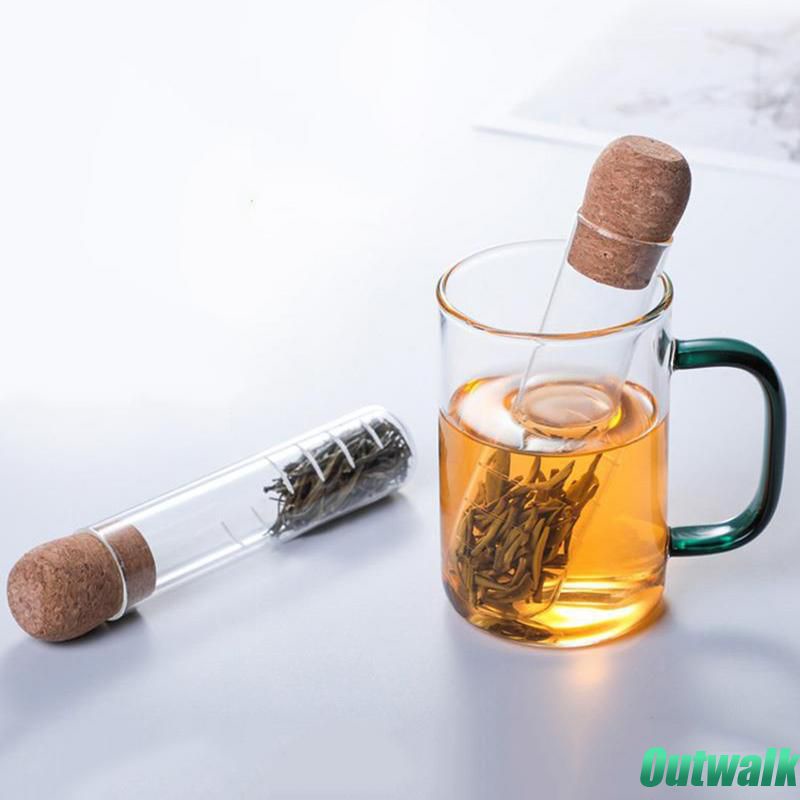 ღ Teh Infuser Kaca Tabung Pipa Teh Peralatan Saringan Kreatif Pipa Kaca Desain Filter Teh Mug Puer Teh Herbal teh Alat Aksesoris