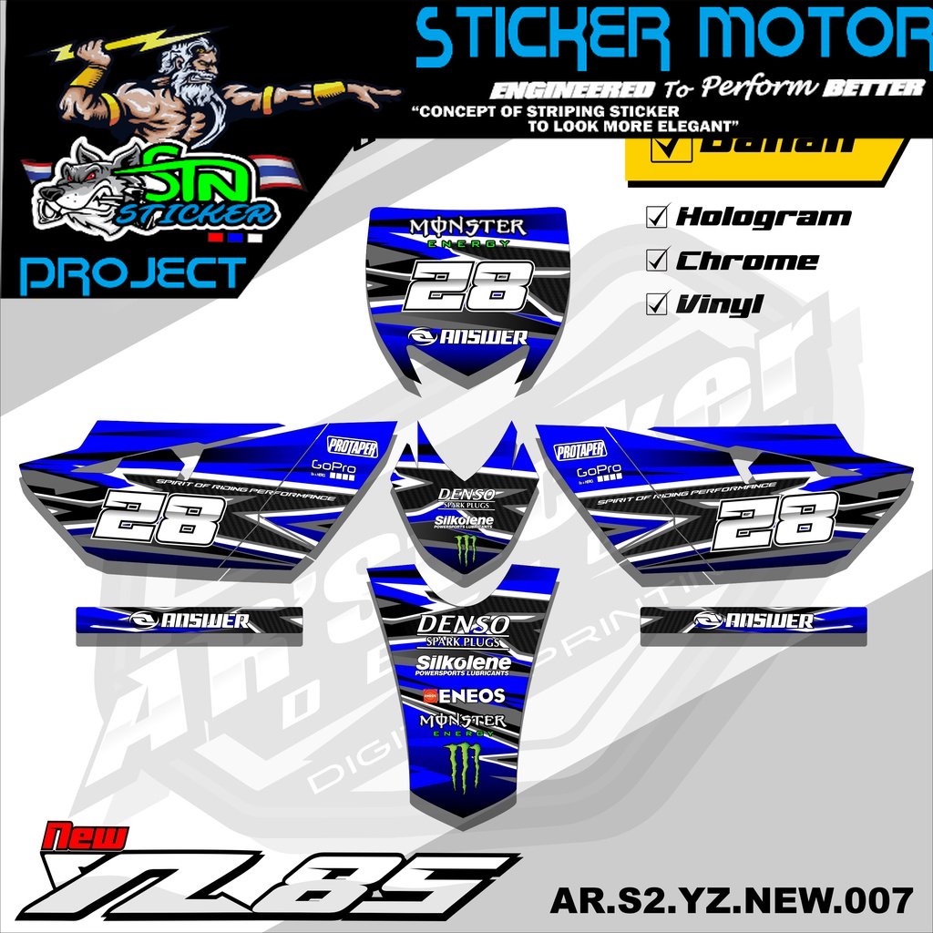 Yz85 Stiker Striping Motor TRAIL YZ85 NEW - Stiker Trail Bebek Yz 85 New Variasi Hologram AR.S2 07