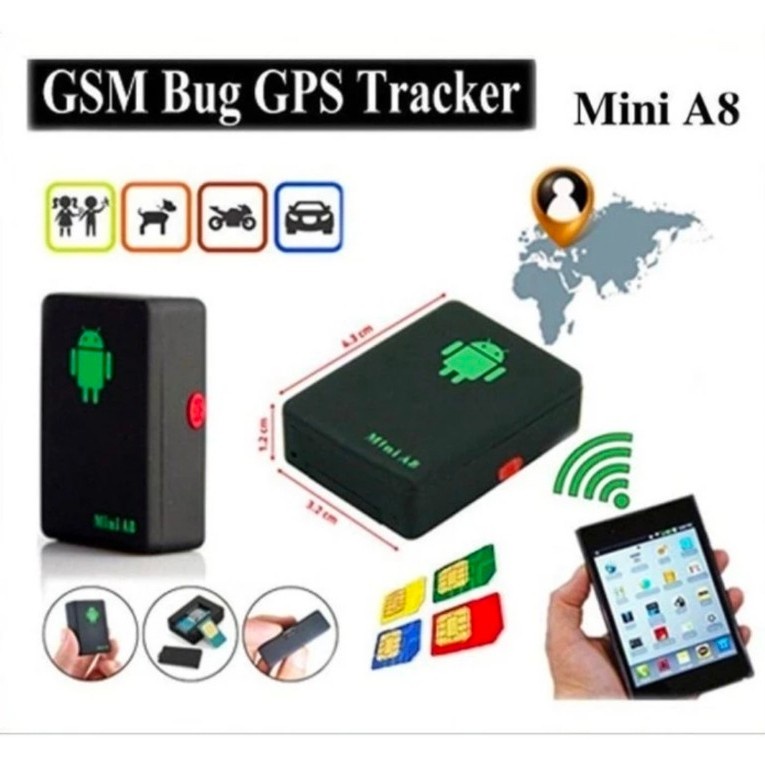 GPS Tracker Mini A8 Alat Pelacak Posisi Tracker Lokasi Multipungsi Keamanan Kendaraan Sepeda Motor Mobil Lacak Posisi Dan Rekam Suara Jarak Jauh GPS Mini A8