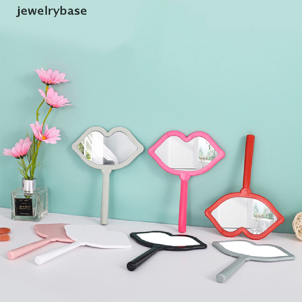 [jewelrybase] 1pc Cermin Rias Genggam Bentuk Bibir Makeup Mirror DIY Mini Cermin Kecil Butik