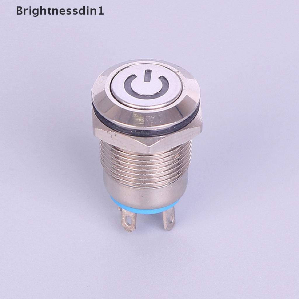 [Brightnessdin1] 12mm 12V Latching Push Button Black Metal LED Power Momentary Switch Tahan Air. Butik