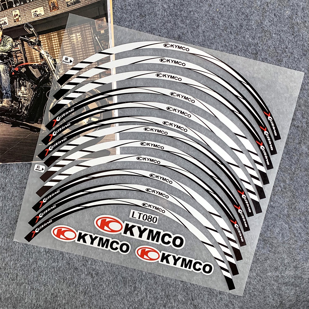 Kymco Xciting Depan 15 &quot;Belakang 14&quot; Stiker Rodakhusus Stiker Tulang Ikan Stiker Penutup Tangki Bahan Bakar Modifikasi Stiker Reflektif Gantungan Kunci Lubang Kunci Tahan Air Tabir Surya Decal