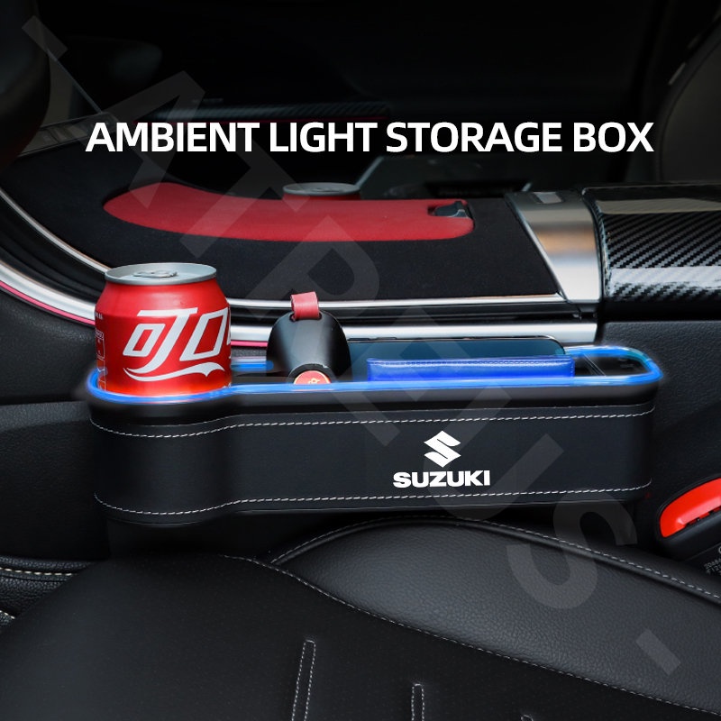 Suzuki Kotak Penyimpanan Celah Jok Mobil LED Dengan port charging Seat Side Gap Slit Pocket Storage Untuk ERTIGA Splash Swift XL7 SX4 Jimny Vitara Katana