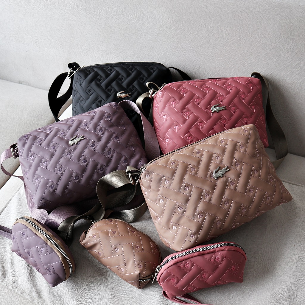 Akaci Tas Selempang cewek 2 ruang set dompet pouch bahan nilon cocola super kekinian slingbag wanita 06-6867