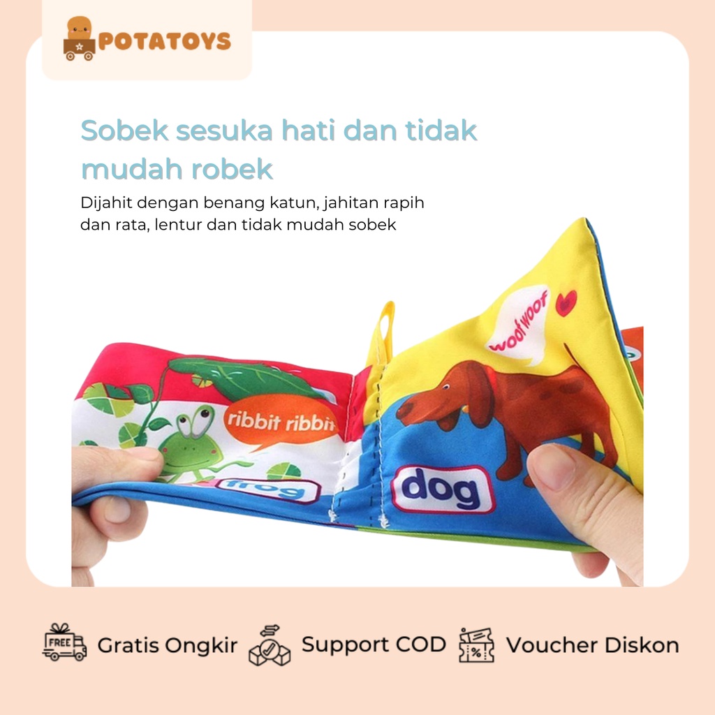 [ Potatoys ] Soft Book Edukasi Bayi / Mainan Buku Bantal Anak / Cloth Book Baby / Buku Bayi Empuk Bergambar dan Berbunyi