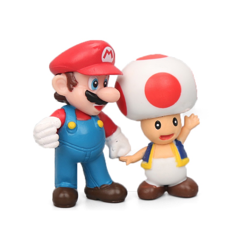 18 Pcs/12 Pcs/6 Pcs Super Mario Peach Princess Bros Action Figure Mainan Boneka Luigi Yoshi Mushroom Kid Gift Toy