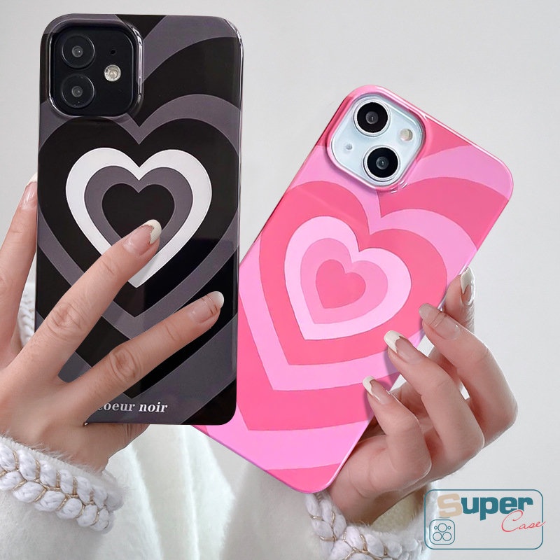 IPHONE Ins Fashion Cinta Hati Gradien Glossy Case Kompatibel Untuk Iphone7 8 Plus13 11 14 12 Pro Max X XR XS Max SE 2020 Kamera Perlindungan Shockproof Lembut Tpu Penutup Belakang