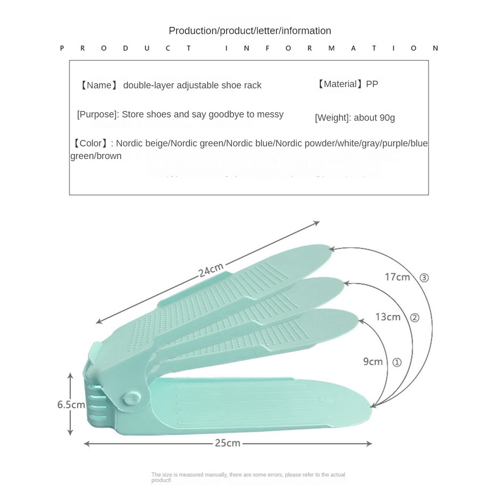 ღ Double Layer Adjustable Rak Sepatu Sepatu Stacker Sepatu Slot Ruang Savers Sepatu Rak Pemegang Kamar Tidur Plastik Disesuaikan Penyimpanan organizer