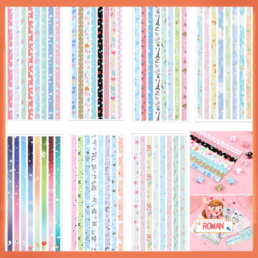 R-flower 1set/136Pcs Kertas Strip Pereda Tekanan Satu Sisi DIY Kerajinan Tangan Best Wishes Mix-Color Set Origami