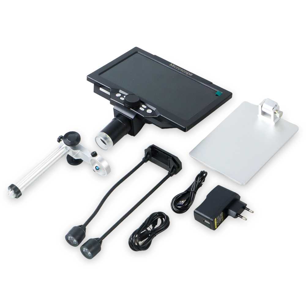 (BISA COD) FTIHSHP Meterk Mikroskop Digital 12MP 1600X dengan Monitor &amp; Metal Stand - G1600