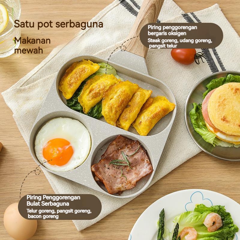 【COD】FryPan 3 Lubang/Telfon Telor Penggorengan Telur Cetakan Telur/ Teflon Cetakan Telur