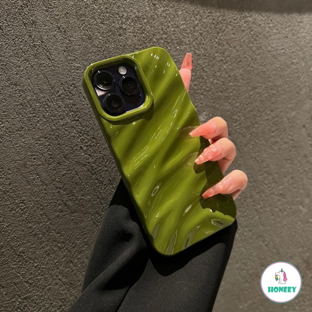 Casing Ponsel Model Lipit Gelombang Warna Solid Mewah Untuk Apple IPhone 14 Pro 11 13 12 14 Pro Max XR Perlindungan Penutup Belakang Shell