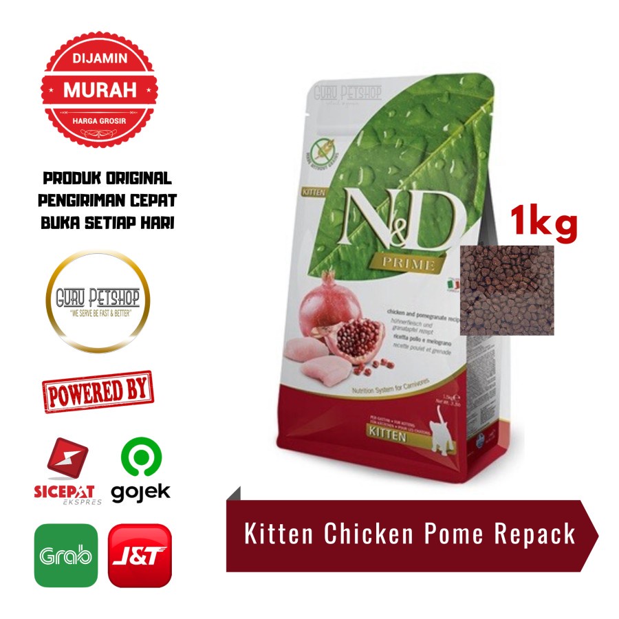 Farmina N&D Kitten Chicken & Pomegranate 1kg Grainfree N&D Catfood