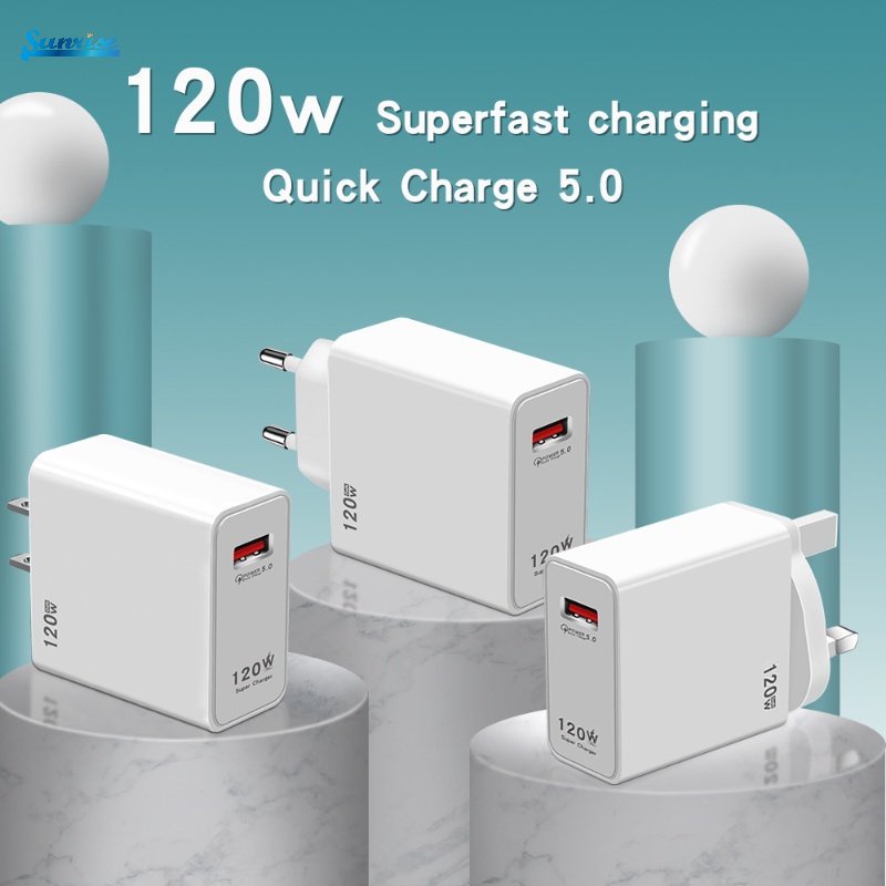 120w USB Fast Charging Charger Dinding QC5.0 Quick Charge EU/US/UK Plug Untuk Xiaomi Adaptor Ponsel Universal