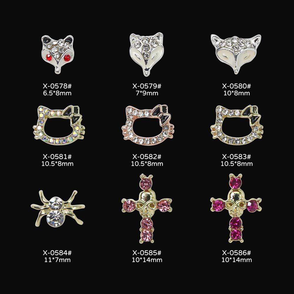 Mxbeauty Kuku Rhinestones Nail Charms Alloy Rhinestones Cleopatra The Pharaoh Kitty Kucing Manicure Aksesoris Virgin Mary 3D Nail Art Drills