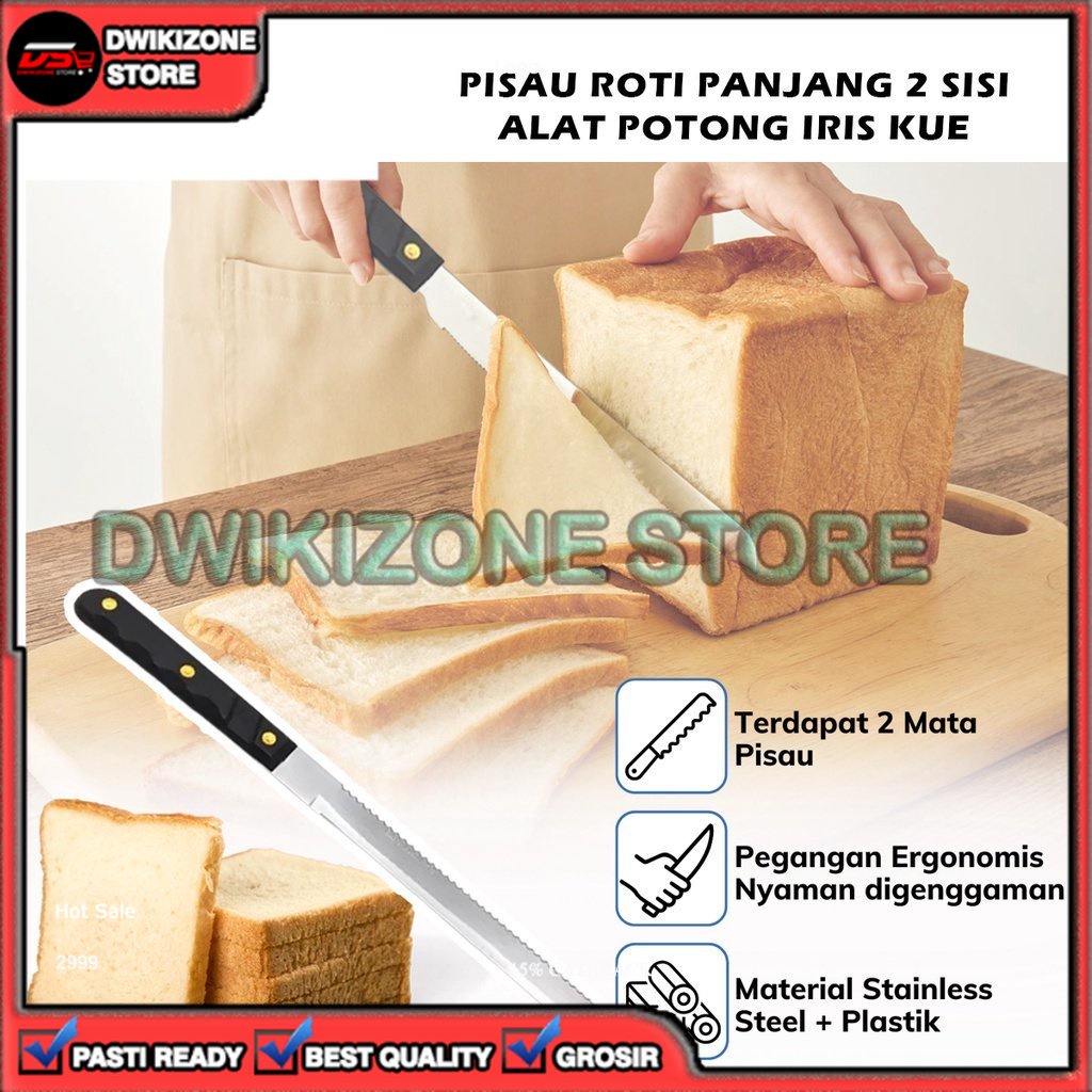 [GROSIR] PISAU ROTI PANJANG BREAD KNIFE PEMOTONG 2 SISI DOUBLE SIDE BERGERIGI MULTIFUNGSI