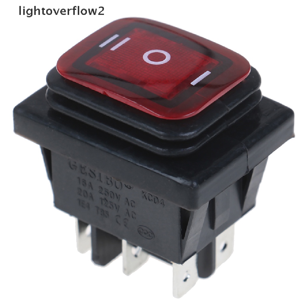 [lightoverflow2] 1pc 30A/250V 6Pin Saklar Rocker Toggle Perahu Otomatis Tahan Air Dengan LED 12V 220V [ID]