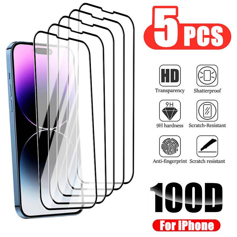 5pcs Tempered glass Untuk iPhone 14 13 12 11 Pro MAX Plus Mini Pelindung Layar Untuk iPhone X XS MAX XR 78 6 6S Plus SE 2022 2020 14Plus 13Mini 12Mini Kaca