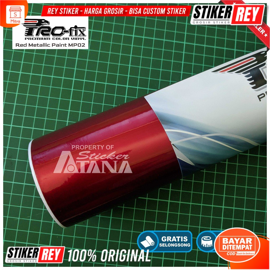 Skotlet Merah Metalik Scotlet Candy Stiker Paint Sticker Meteran Decal Roll Sepeda Motor Matic Mobil