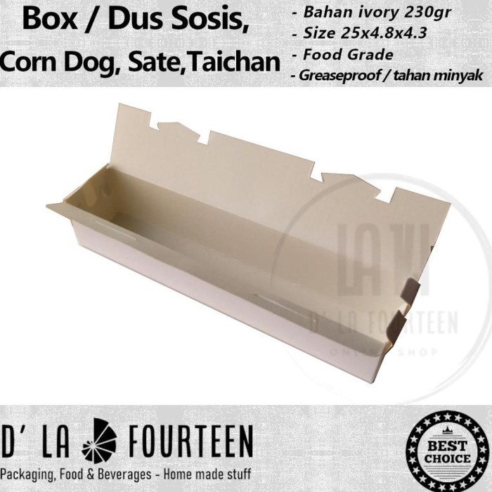 

⭐BISA COD⭐ Box/ Dus/ Kotak Sosis Besar/ Corndog/ Sate/ Taichan uk 25x4,8x4,3cm