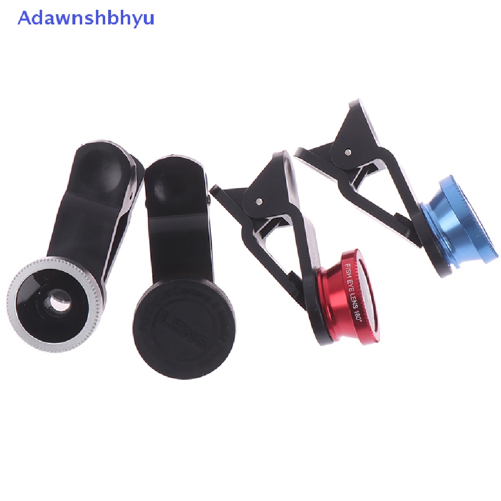 Adhyu 1set Klip universal 3in1 HD fisheye Kamera wide-angle Lensa Telepon Aksesori Telepon ID