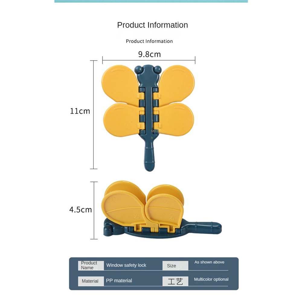 Stopper Kunci Batas Jendela Keselamatan Anak, Kunci Bentuk Kupu-kupu, Penahan Pintu Geser Rumah, Kunci Pengaman Pintu Tidak Berlubang Tangan Antijepit