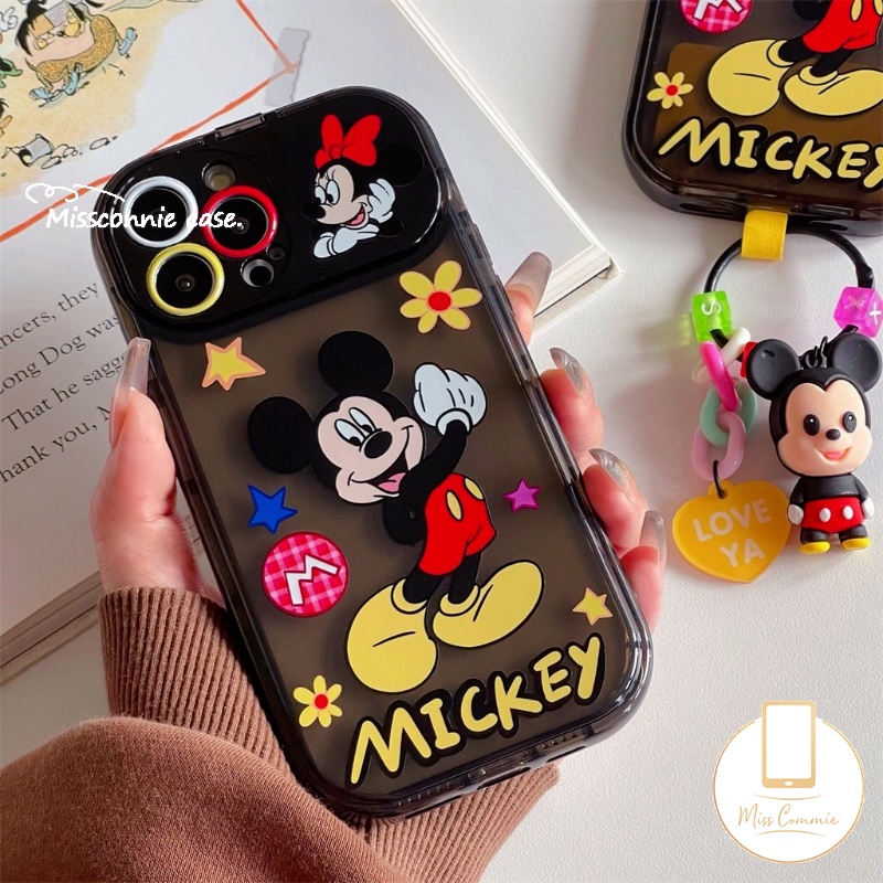 IPHONE Casing Ponsel Cermin Make Up Flip Kreatif Yang Indah Kompatibel Untuk Iphone11 12 13 14 Pro Max7 8 14 Plus XR X XS MAX SE Kartun Lucu Mickey Silicon Shockproof Soft TPU Black Case