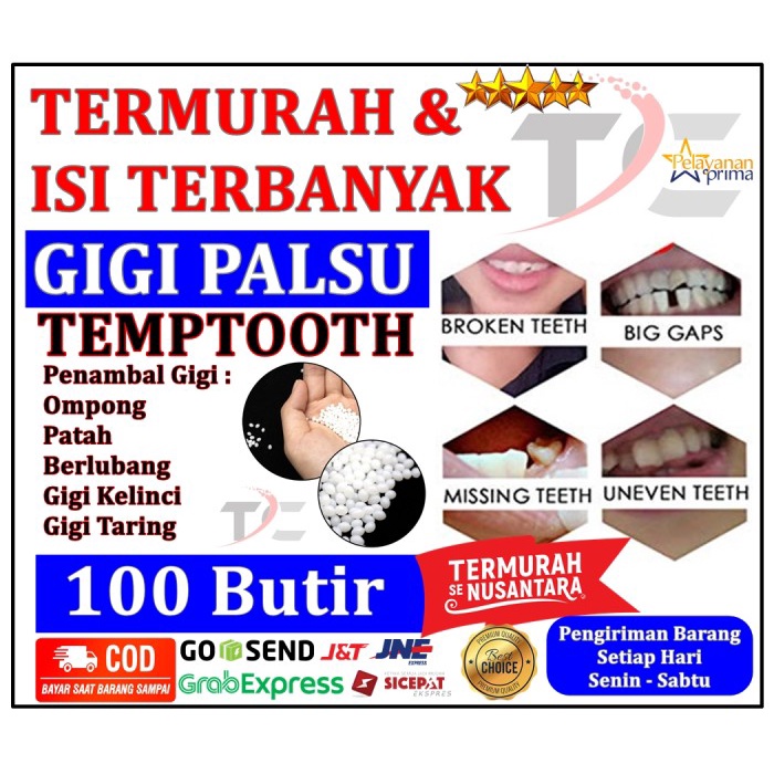 Gigi palsu Temptooth 100 butir Untuk Gigi Berlubang Gigi Ompong DL
