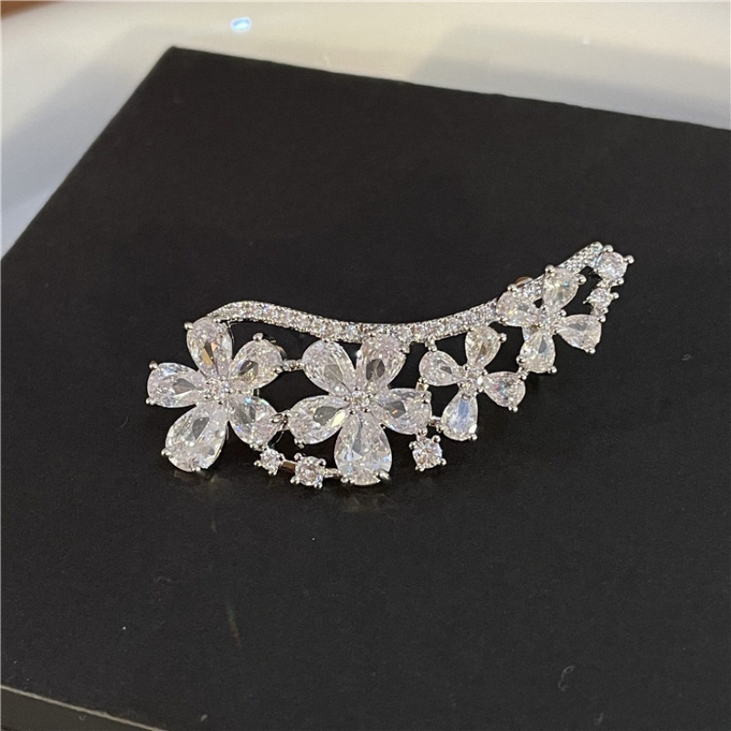 1pc Fashion Zirkon Bunga Anting Klip Anting Terintegrasi Kualitas Tinggi Anting Rohani