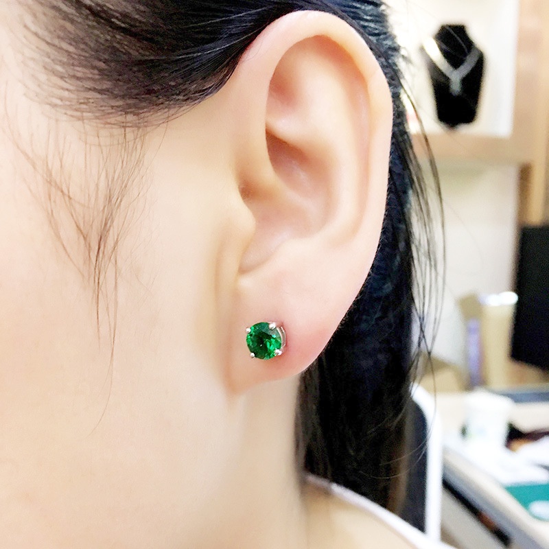 Goldkingdom Fashion Perhiasan Aksesoris Ready Stock Drainase Produk Kesejahteraan Grosir Imitasi Emerald Earrings Earrings Jewelry Retro Kristal Tourmaline Wanita.