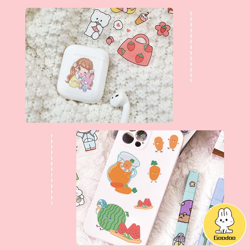 6pc Stiker Cute Cartun Lucu Food Pet Diy Diary Jurnal Palnner Deco Hias -Doo