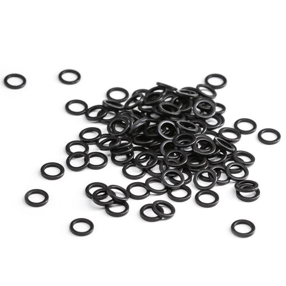 TOP 100pcs Cincin O Pancing Ikan Gurame Tahan Lama Aksesoris Memancing Metode Feeder Hitam Flat Bulat Matt